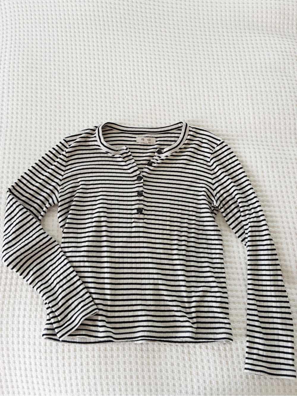 Madewell Black & White Striped Long-Sleeve Henley